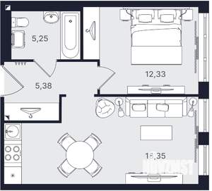 2-к квартира, вторичка, 41м2, 2/24 этаж
