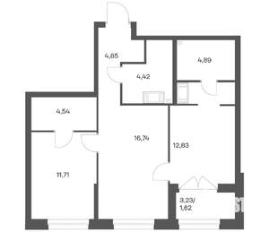 2-к квартира, вторичка, 62м2, 23/24 этаж