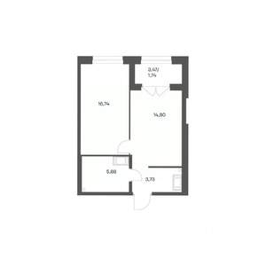 1-к квартира, вторичка, 43м2, 9/24 этаж