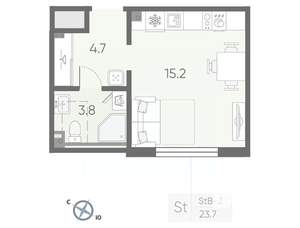 Студия квартира, вторичка, 24м2, 1/4 этаж