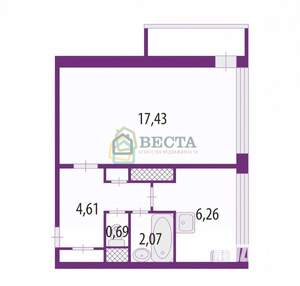 1-к квартира, вторичка, 32м2, 2/9 этаж