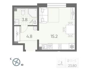 Студия квартира, вторичка, 24м2, 2/4 этаж