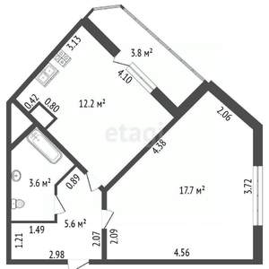 1-к квартира, вторичка, 39м2, 4/13 этаж