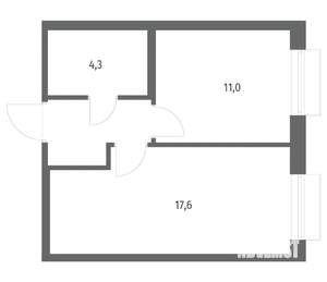 1-к квартира, вторичка, 37м2, 9/12 этаж