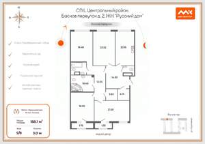 4-к квартира, вторичка, 158м2, 5/8 этаж