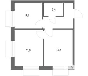 2-к квартира, вторичка, 43м2, 5/12 этаж