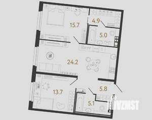 2-к квартира, вторичка, 74м2, 3/9 этаж