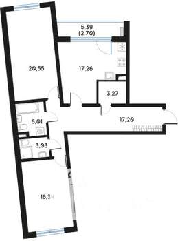2-к квартира, вторичка, 85м2, 3/9 этаж