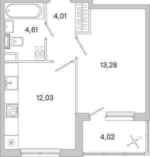 1-к квартира, вторичка, 36м2, 2/5 этаж
