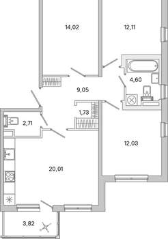3-к квартира, вторичка, 78м2, 1/5 этаж