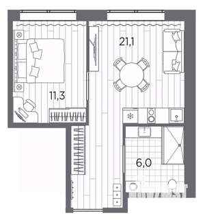 2-к квартира, вторичка, 38м2, 2/13 этаж