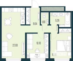 2-к квартира, вторичка, 59м2, 2/15 этаж