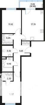 2-к квартира, вторичка, 65м2, 7/9 этаж