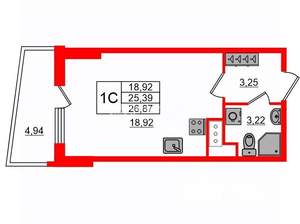 Студия квартира, сданный дом, 25м2, 7/18 этаж