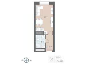 Студия квартира, вторичка, 22м2, 4/12 этаж