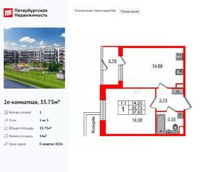 1-к квартира, вторичка, 36м2, 1/5 этаж