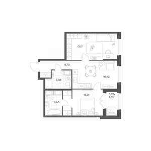 2-к квартира, вторичка, 63м2, 17/24 этаж