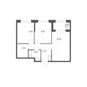 2-к квартира, вторичка, 54м2, 14/24 этаж