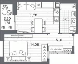 1-к квартира, вторичка, 42м2, 9/25 этаж