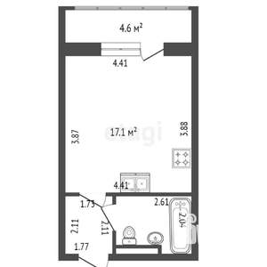 Студия квартира, вторичка, 26м2, 9/16 этаж