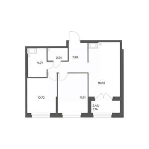 2-к квартира, вторичка, 56м2, 9/24 этаж