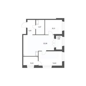 2-к квартира, вторичка, 63м2, 8/24 этаж