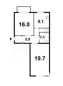 2-к квартира, вторичка, 57м2, 5/5 этаж