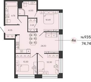 3-к квартира, вторичка, 75м2, 11/18 этаж