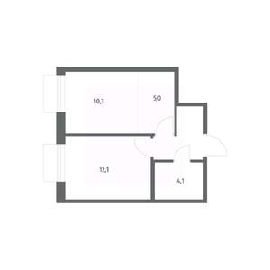 2-к квартира, вторичка, 35м2, 7/12 этаж
