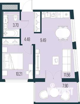 2-к квартира, вторичка, 39м2, 5/17 этаж