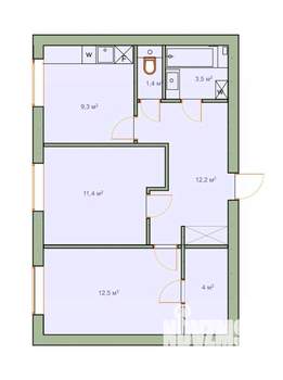 2-к квартира, вторичка, 52м2, 2/5 этаж