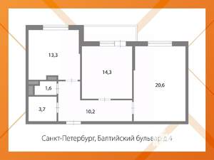 2-к квартира, вторичка, 64м2, 23/24 этаж