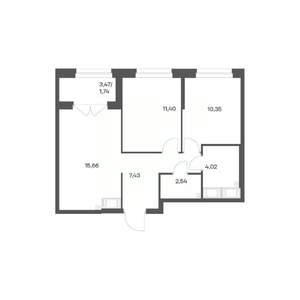 2-к квартира, вторичка, 53м2, 15/24 этаж