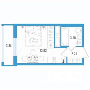Студия квартира, строящийся дом, 22м2, 11/25 этаж