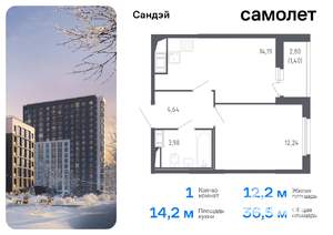 1-к квартира, вторичка, 36м2, 10/17 этаж