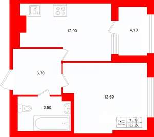 1-к квартира, вторичка, 32м2, 8/25 этаж
