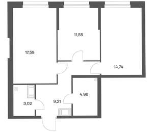 2-к квартира, вторичка, 61м2, 7/24 этаж