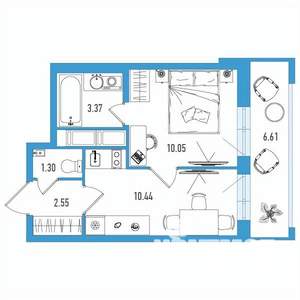 1-к квартира, вторичка, 30м2, 9/18 этаж