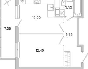 1-к квартира, вторичка, 37м2, 3/5 этаж