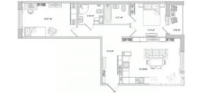 2-к квартира, вторичка, 74м2, 14/14 этаж