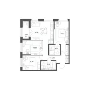 3-к квартира, вторичка, 80м2, 23/24 этаж