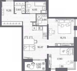 2-к квартира, вторичка, 70м2, 14/25 этаж