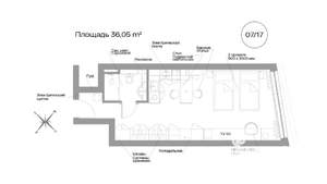 1-к квартира, строящийся дом, 36м2, 7/22 этаж