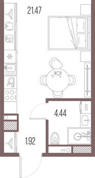 Студия квартира, строящийся дом, 28м2, 10/10 этаж