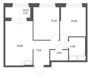 2-к квартира, вторичка, 53м2, 21/24 этаж