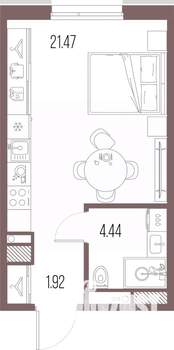 Студия квартира, вторичка, 28м2, 9/10 этаж