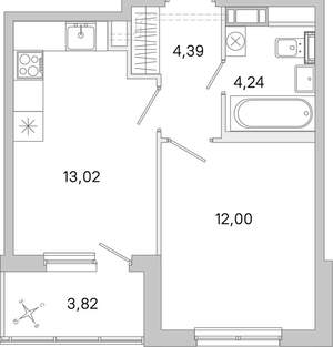 1-к квартира, вторичка, 36м2, 4/5 этаж