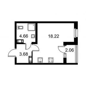 Студия квартира, строящийся дом, 28м2, 5/9 этаж