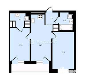 2-к квартира, вторичка, 54м2, 24/25 этаж