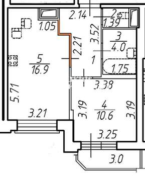 1-к квартира, вторичка, 39м2, 3/27 этаж